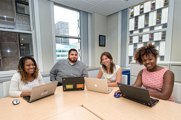 Teach For America Detroit's Danielle Stringer, Peter Grace, Kammy Webb and Latoya Asaya.