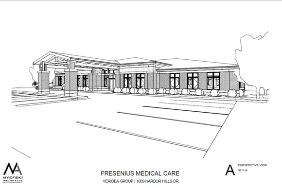 A rendering of the Fresenius medical building