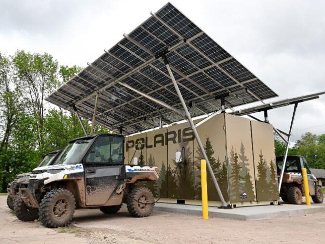 Four charging stations are located among the 125-mile network of trails.